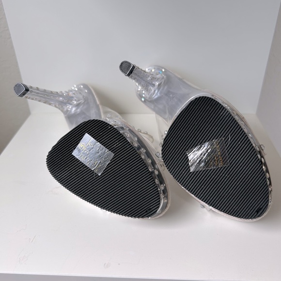 Clear Women’s Platform Rhinestone Heels - Picture 4 of 4